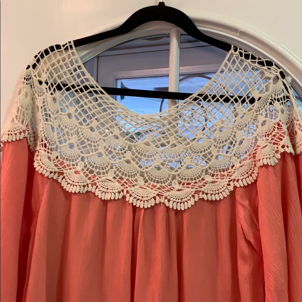 NWT!{Jodifl}Sz S Crinkly Peach Shift Dress - Picture 2 of 8